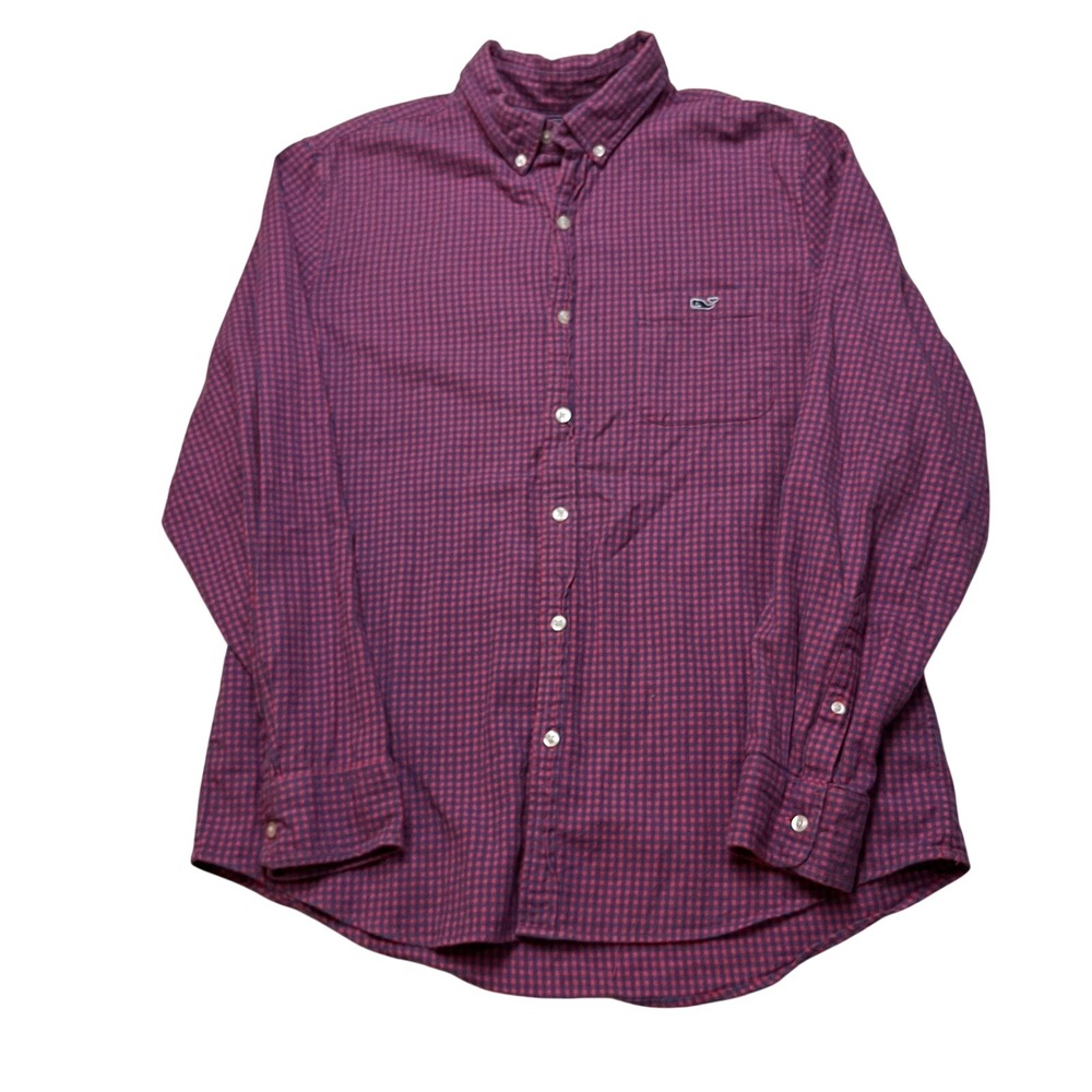 Vineyard Vines Button Down Mens L Red Tucker Shirt Slim Fit Gingham Plaid Cotton